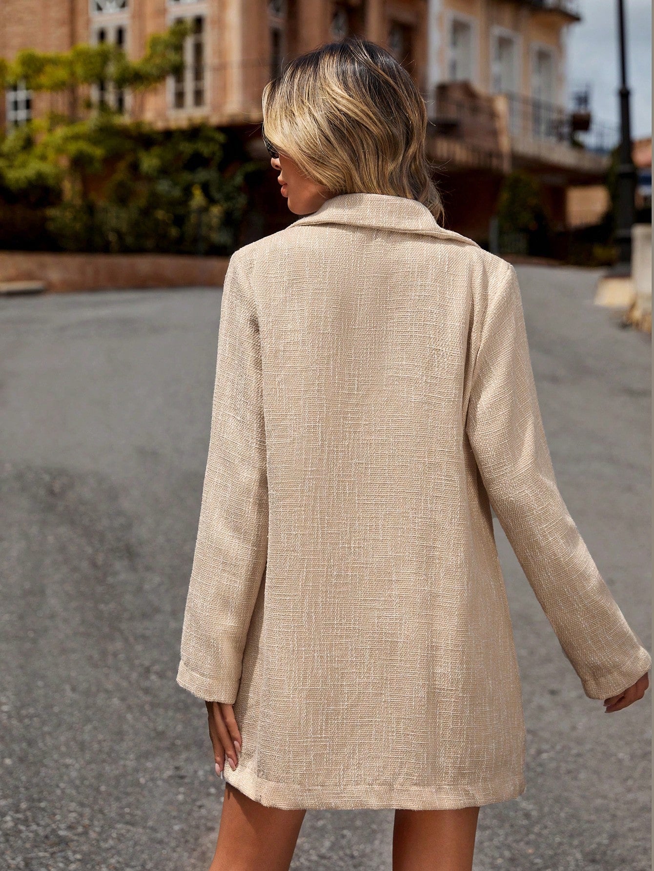 Vestido Blazer Curto Alfaiataria Elegante Com Botões