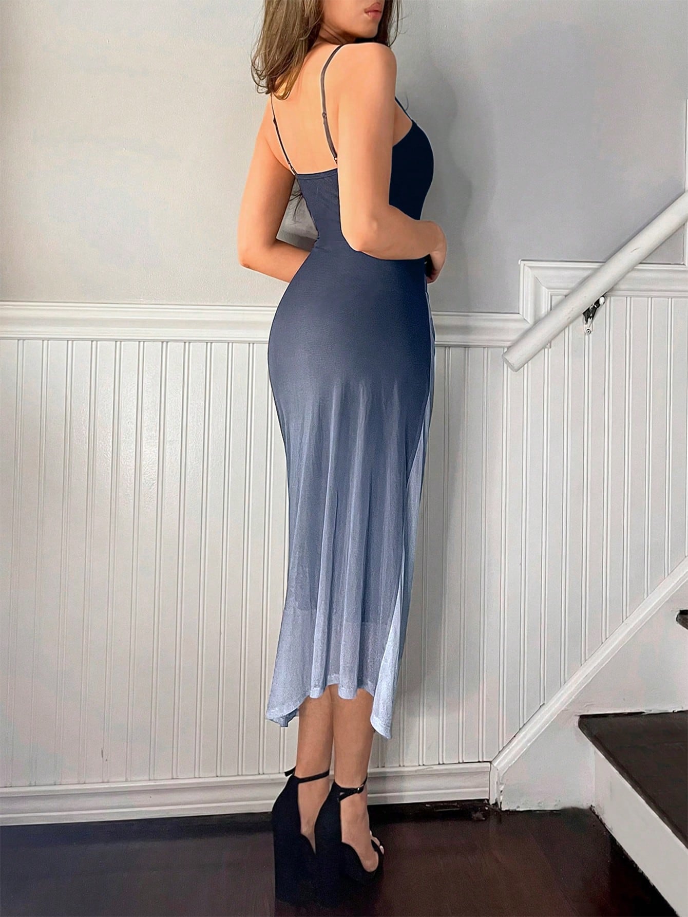 Vestido Midi Slip Dress Justo Draped Lateral Elegante