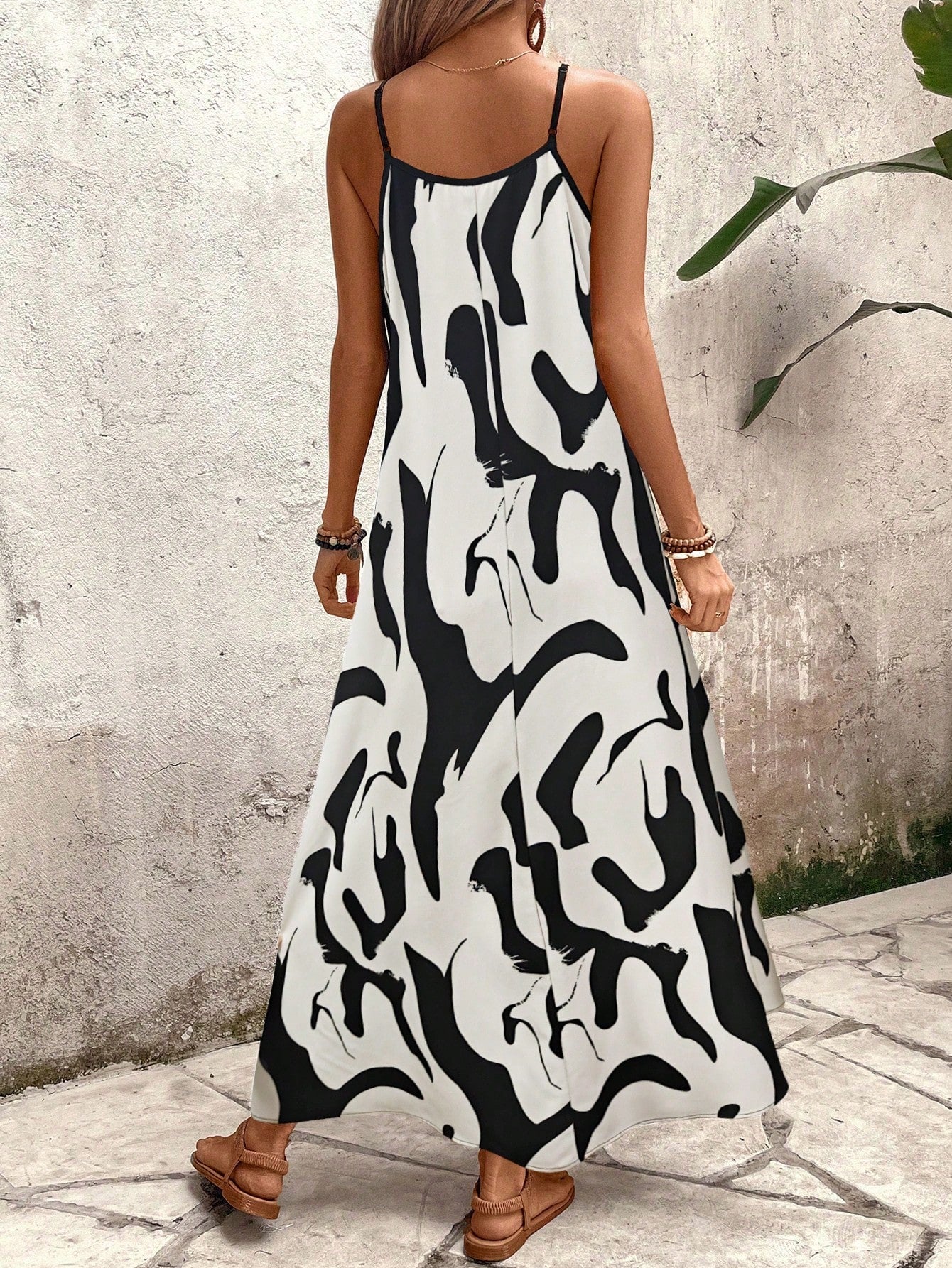 Vestido Longo Estampado Soltinho Com Alças Finas