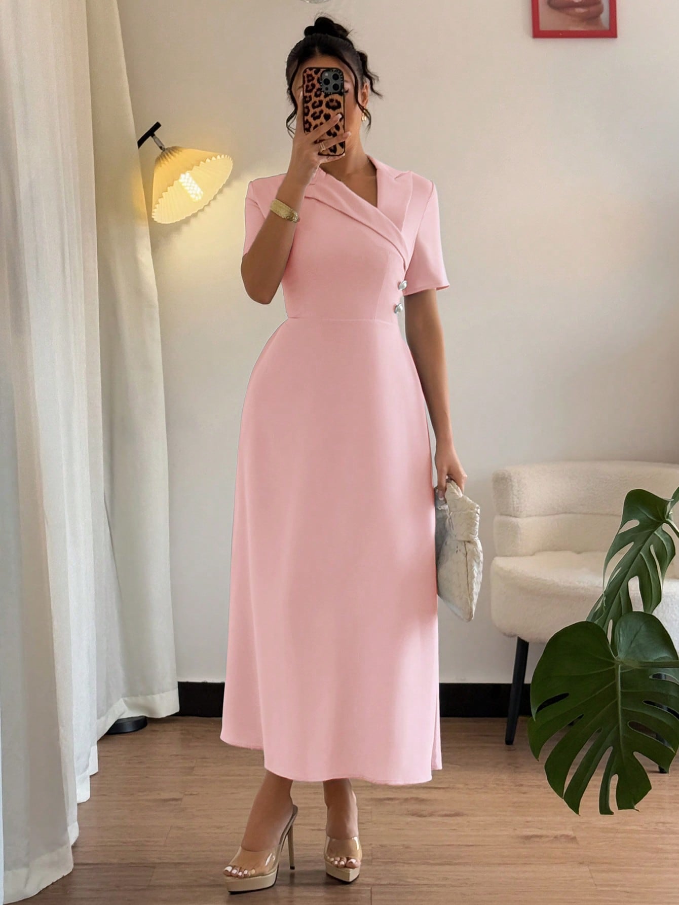 Vestido Longo Evasê Elegante Decote Transpassado