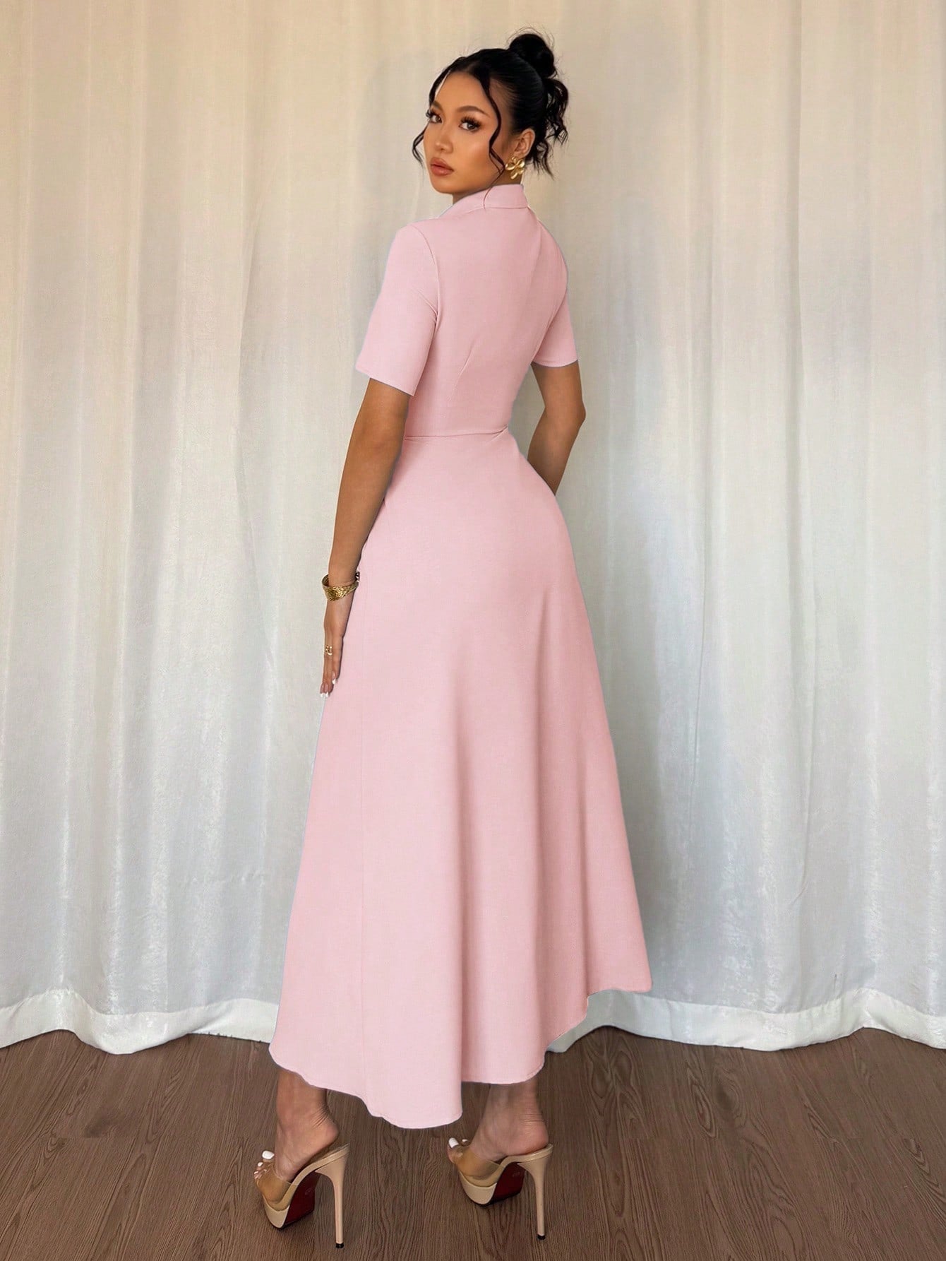 Vestido Longo Evasê Elegante Decote Transpassado