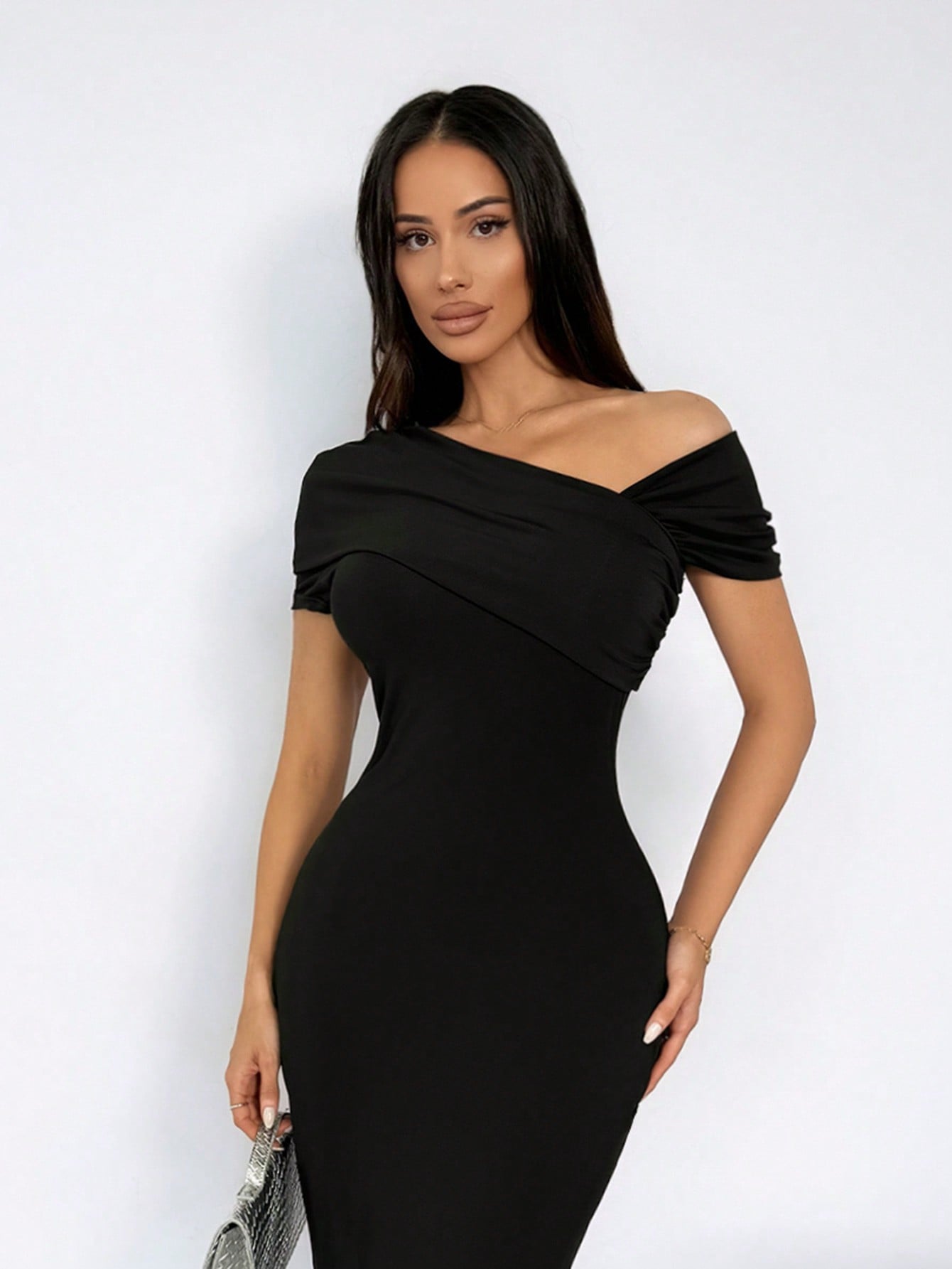 Vestido Longo Ombro A Ombro Justo Elegante Sofisticado