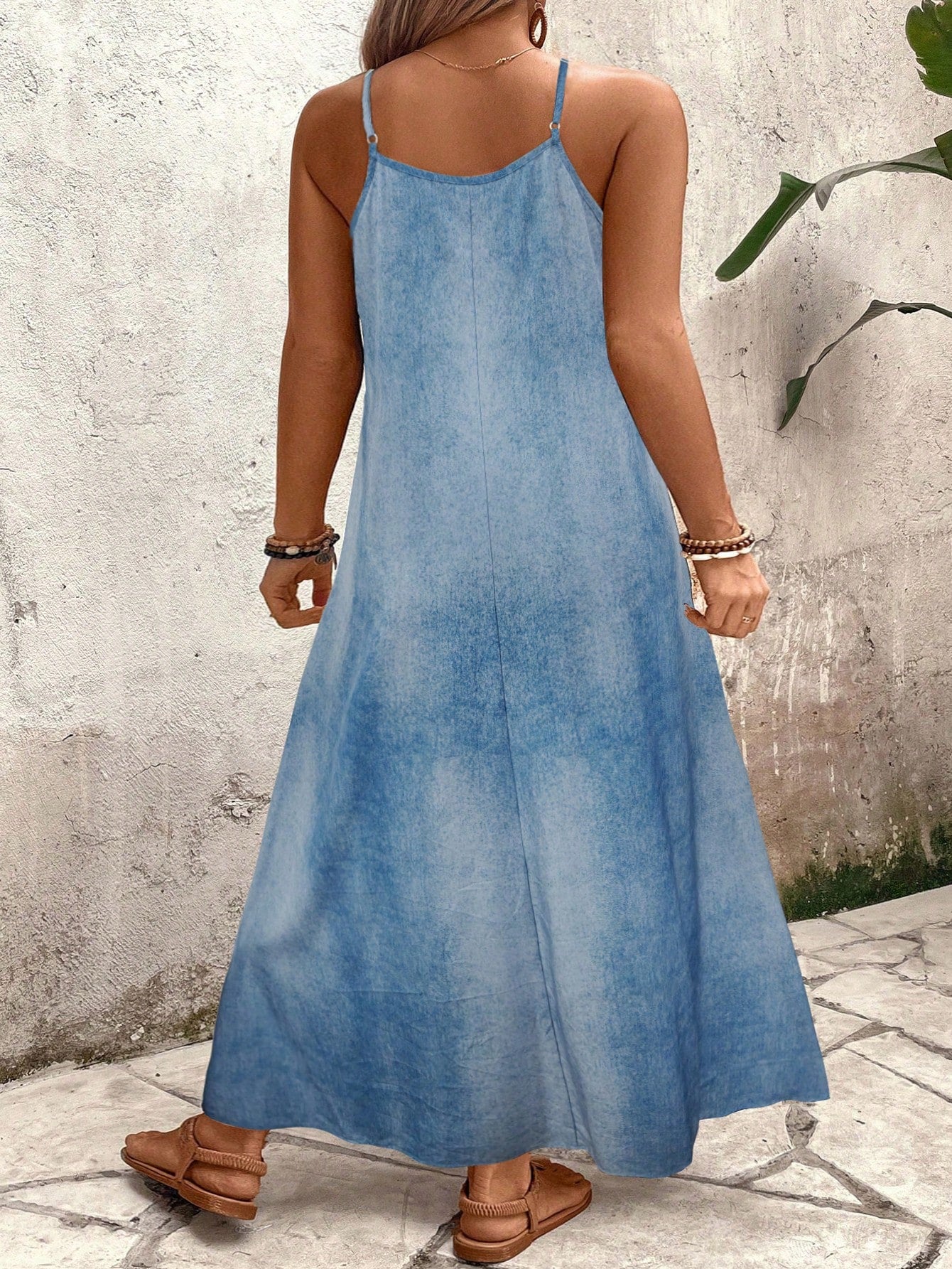 Vestido Longo Estampado Floral Alças Finas Estilo Boho