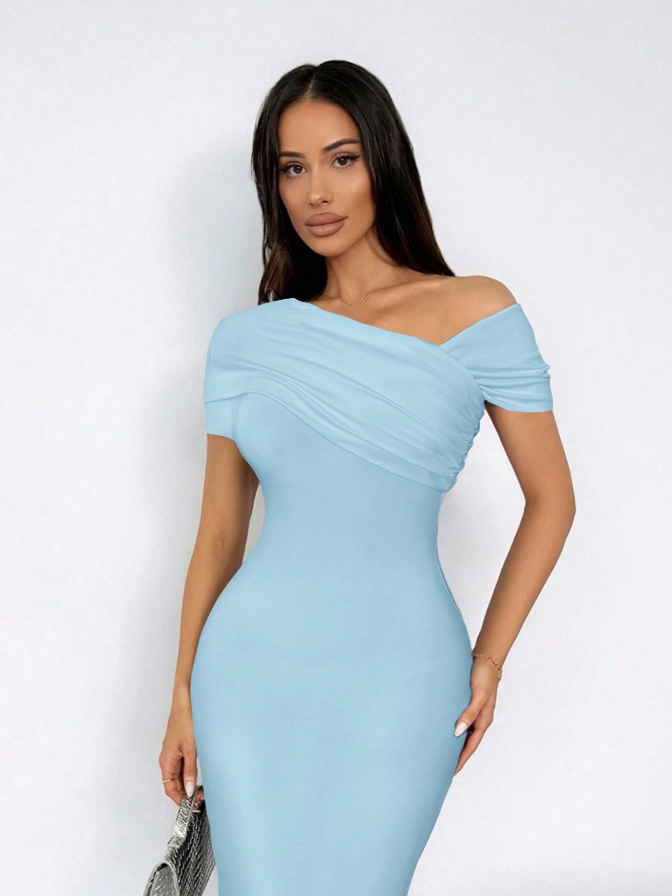 Vestido Longo Ombro A Ombro Justo Elegante Sofisticado