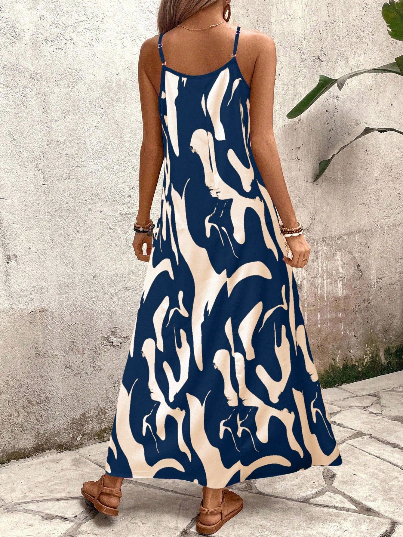 Vestido Longo Estampado Soltinho Com Alças Finas