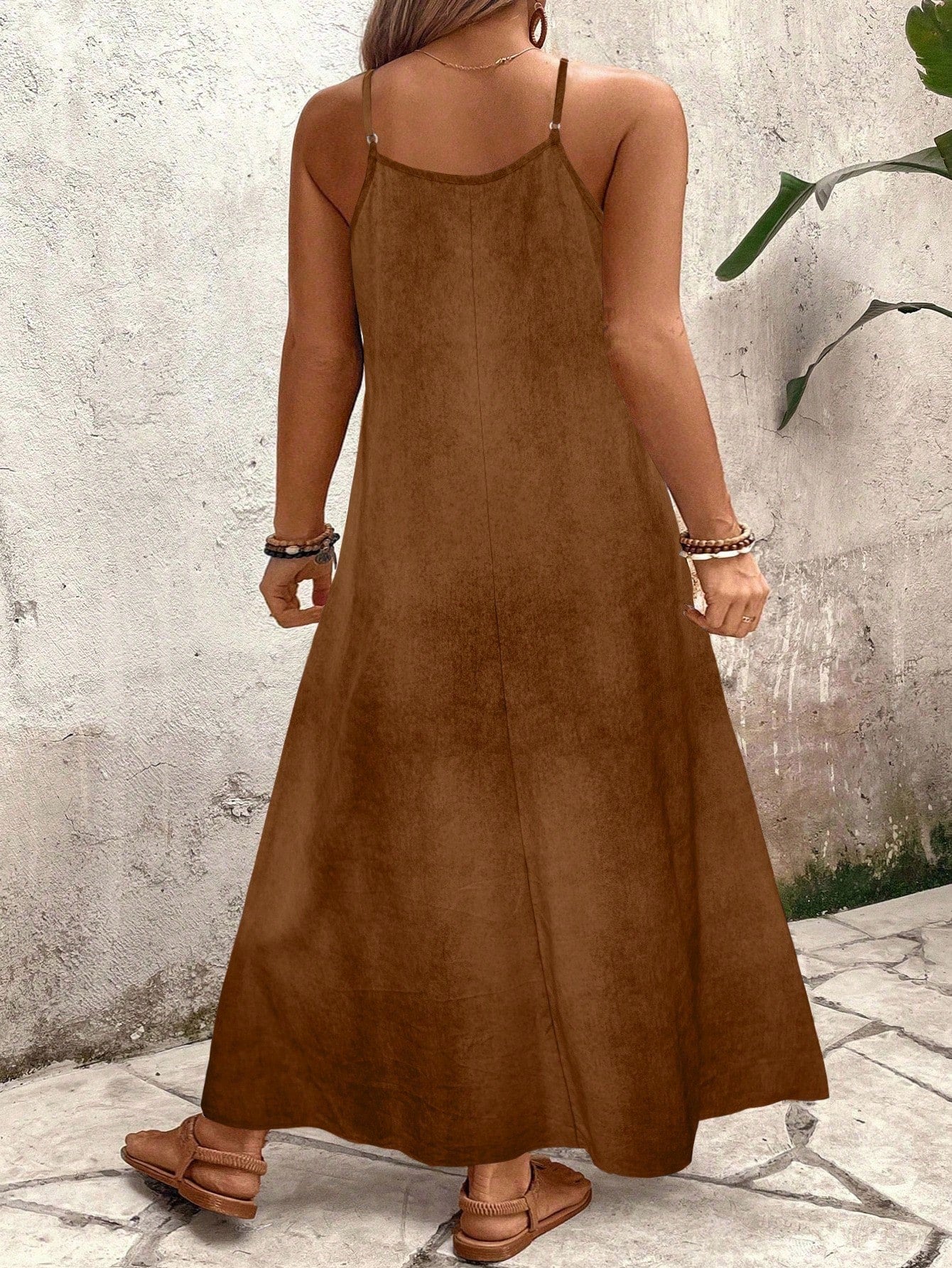 Vestido Longo Estampado Floral Alças Finas Estilo Boho