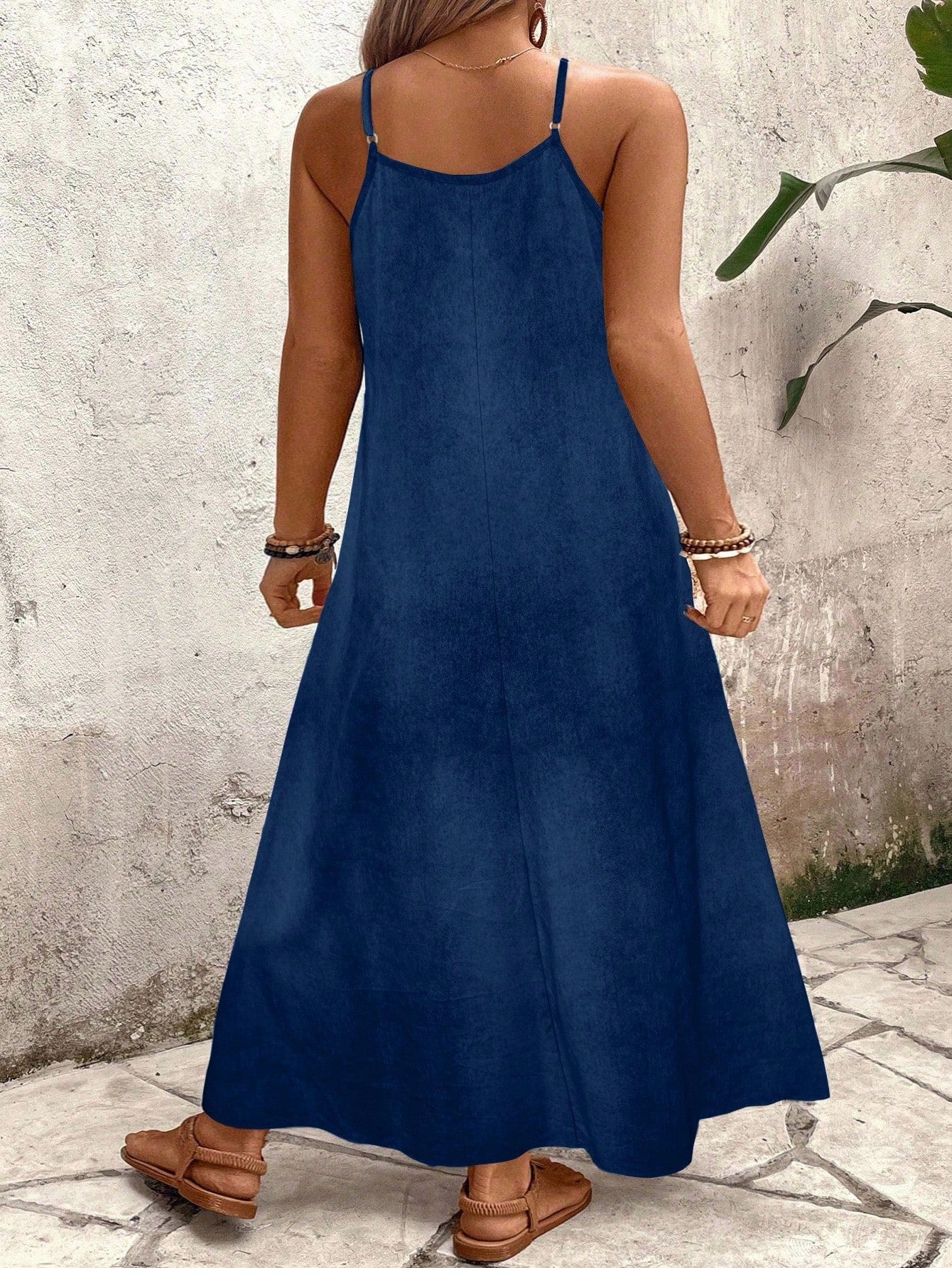 Vestido Longo Estampado Floral Alças Finas Estilo Boho