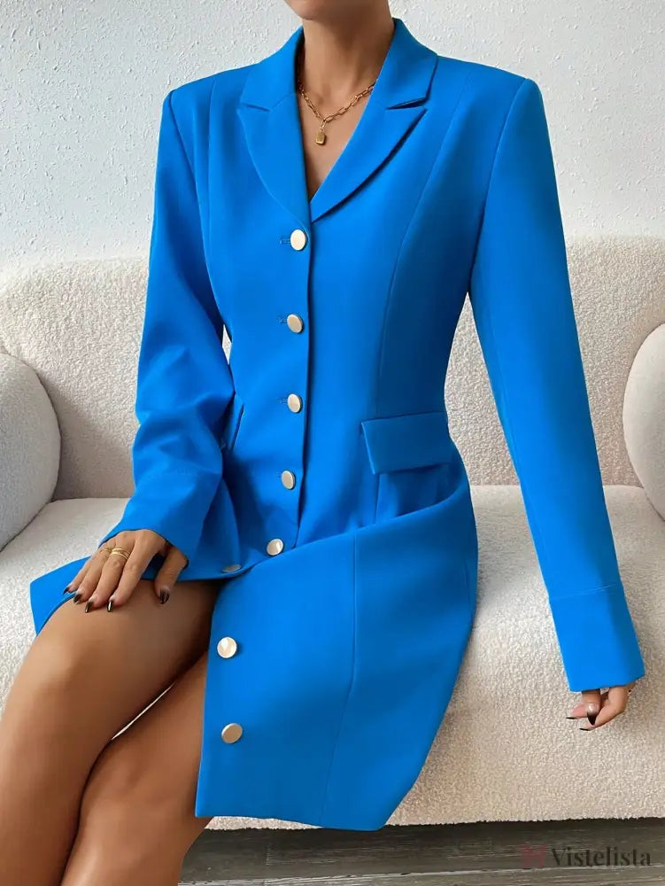 Vestido Blazer Curto Alfaiataria Com Botões Frontais Vestido Blazer Curto Alfaiataria Com Botões Frontais