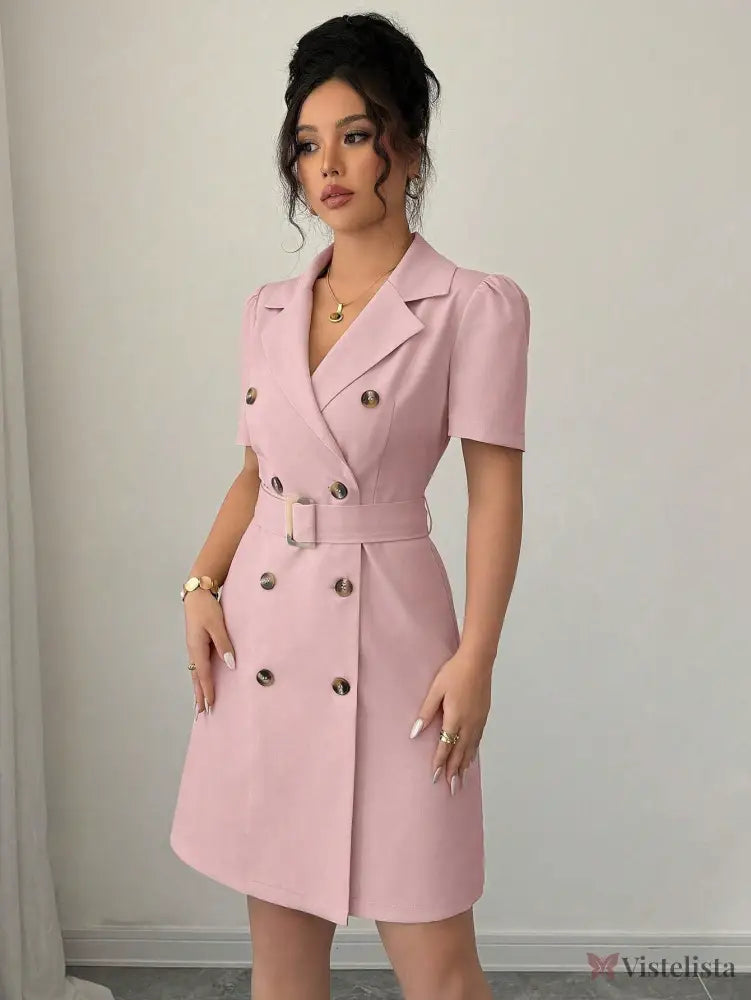 Vestido Blazer Curto Alfaiataria Com Cinto E Botões Vestido Blazer Curto Alfaiataria Com Cinto E Botões