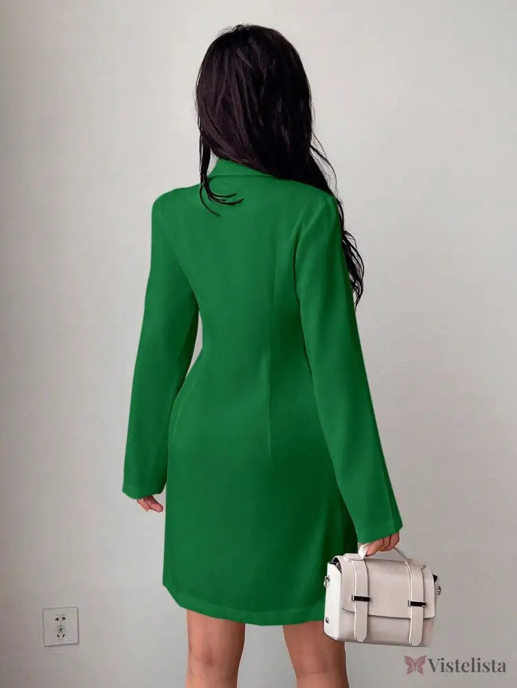 Vestido Blazer Curto Alfaiataria Manga Longa Com Botões Vestido Blazer Curto Alfaiataria Manga Longa Com Botões