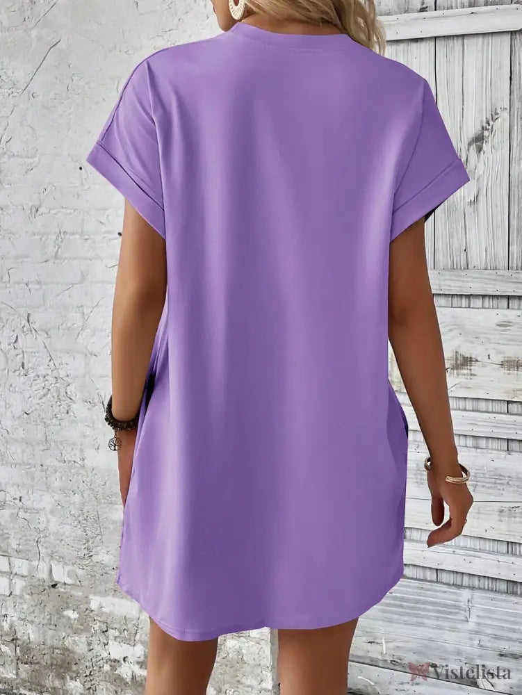 Vestido Curto Básico Verde Com Bolsos Laterais Vestido Curto Básico Verde Com Bolsos Laterais