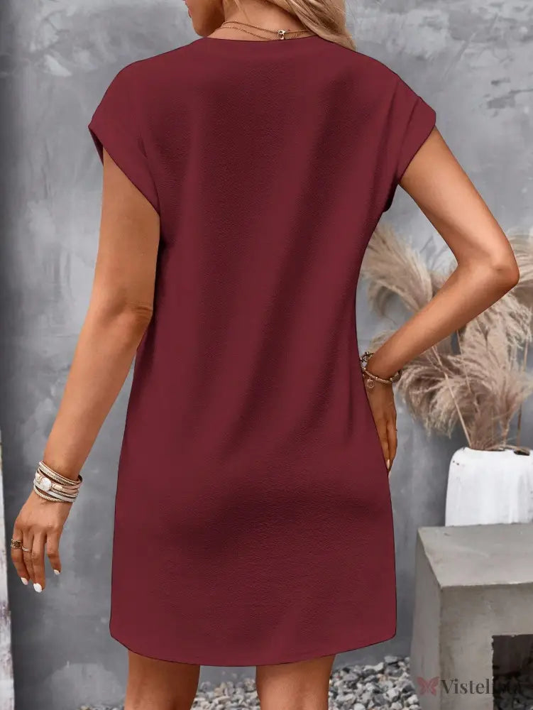 Vestido Curto Casual Com Botões Decorativos Vestido Curto Casual Com Botões Decorativos