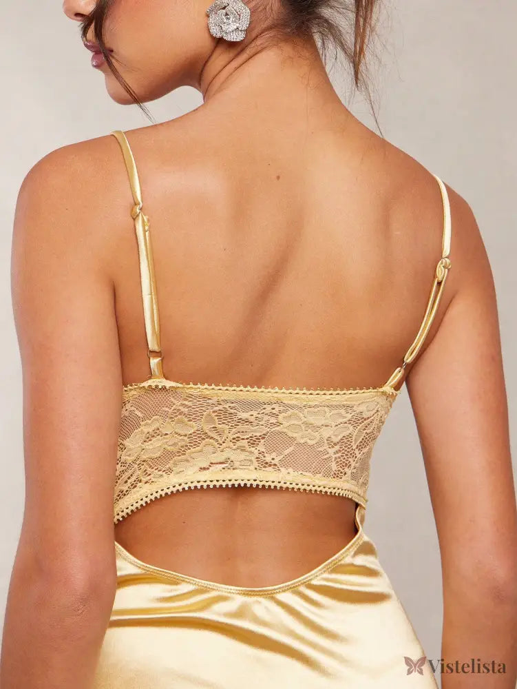 Vestido Curto Slip Dress Cetim Com Renda Delicada Vestido Curto Slip Dress Cetim Com Renda Delicada