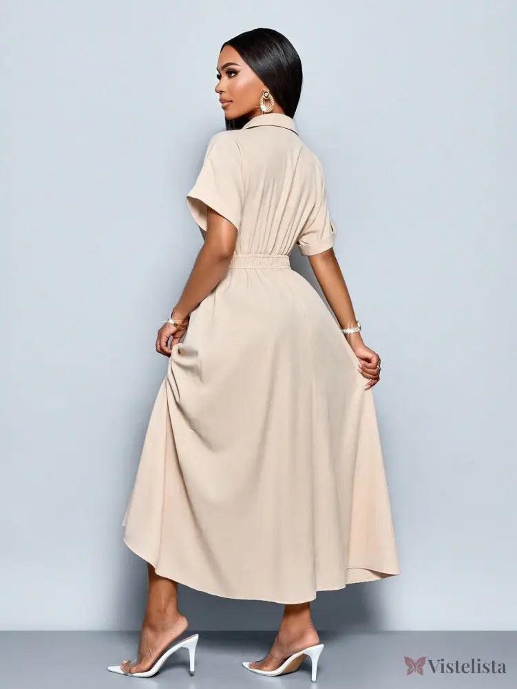 Vestido Longo Chemise Feminino Com Botões Frontais Vestido Longo Chemise Feminino Com Botões Frontais