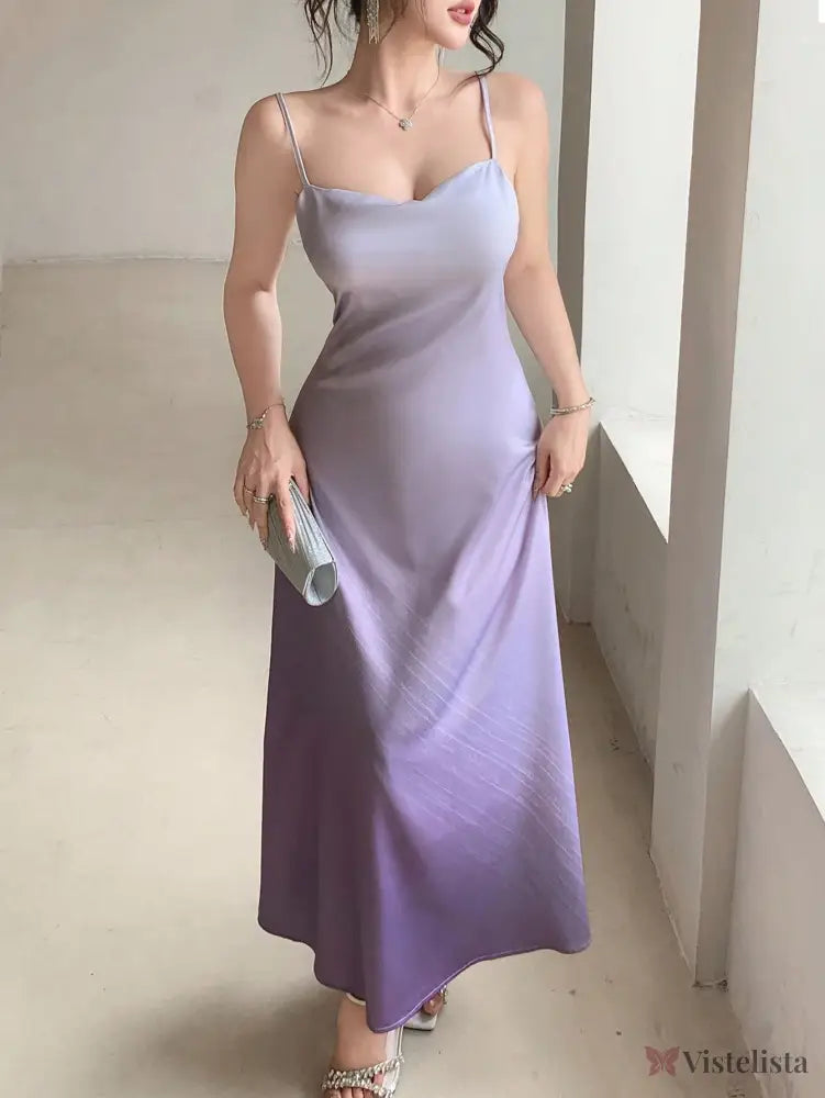 Vestido Longo De Cetim Com Alças Finas Elegante Vestido Longo De Cetim Com Alças Finas Elegante