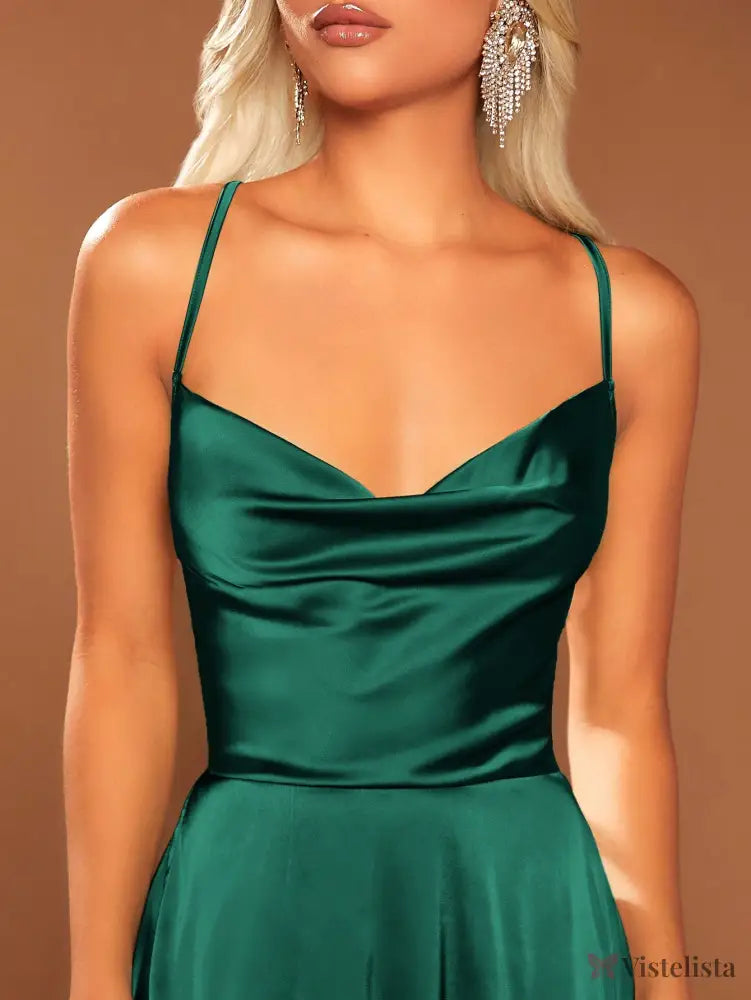 Vestido Longo Elegante Alças Finas Com Fenda Lateral Vestido Longo Elegante Alças Finas Com Fenda Lateral