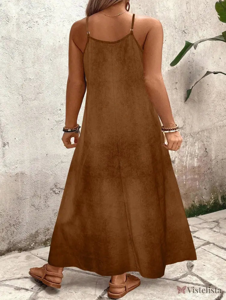 Vestido Longo Estampado Floral Alças Finas Estilo Boho Vestido Longo Estampado Floral Alças Finas Estilo Boho