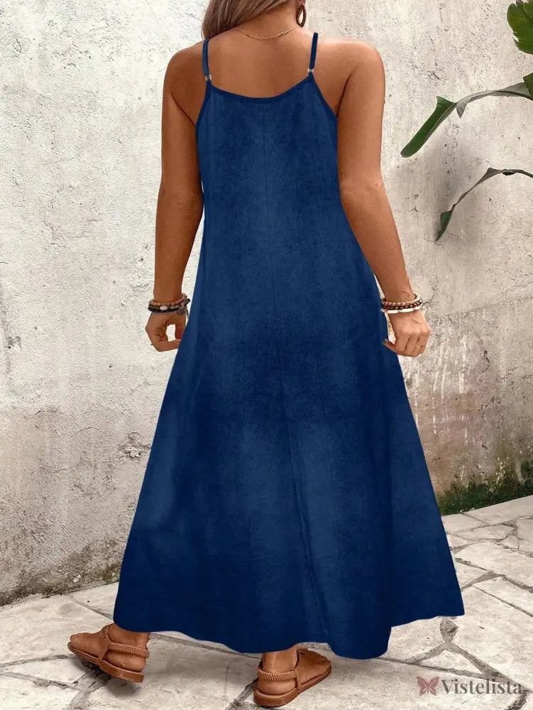 Vestido Longo Estampado Floral Alças Finas Estilo Boho Vestido Longo Estampado Floral Alças Finas Estilo Boho