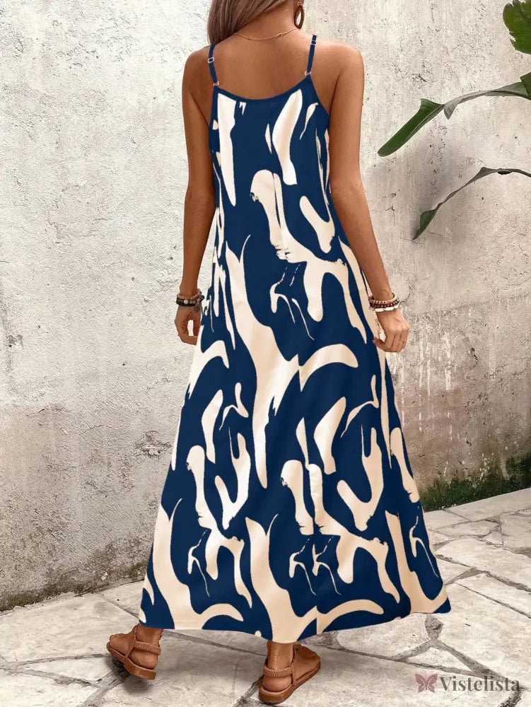 Vestido Longo Estampado Soltinho Com Alças Finas Vestido Longo Estampado Soltinho Com Alças Finas
