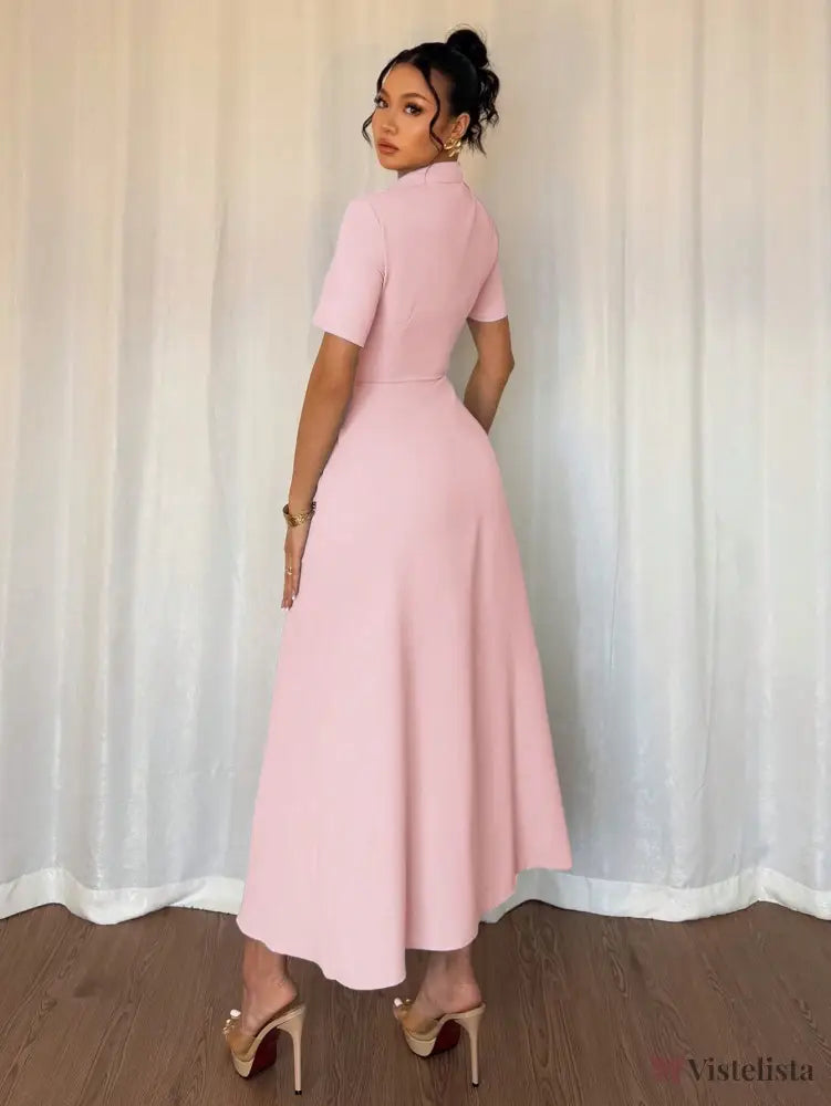 Vestido Longo Evasê Elegante Decote Transpassado Vestido Longo Evasê Elegante Decote Transpassado