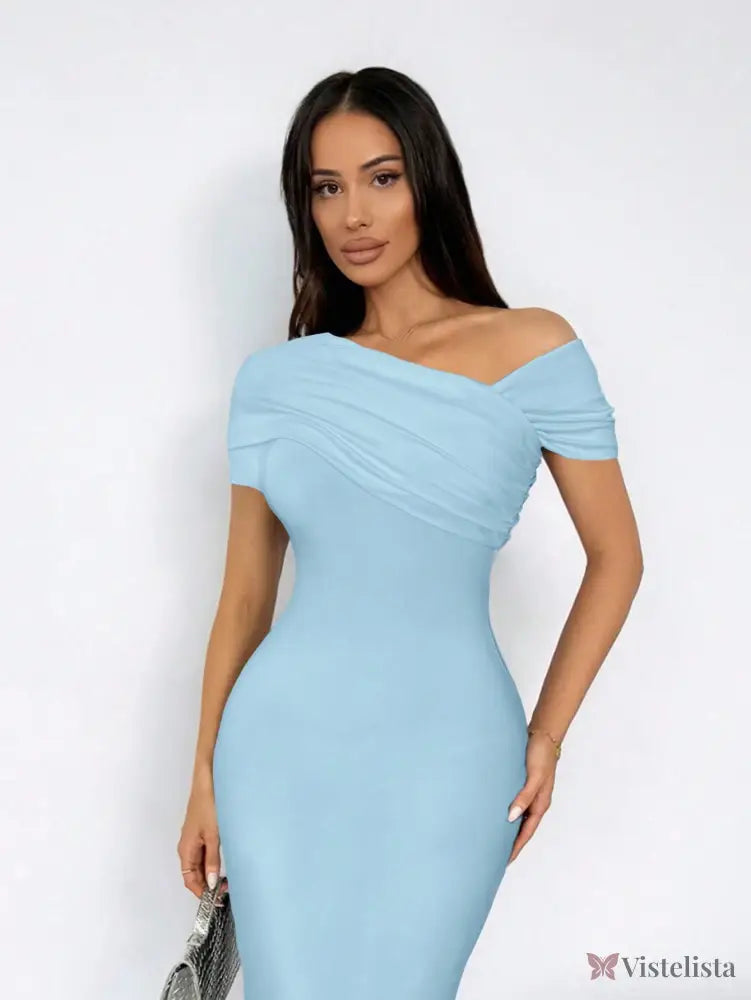 Vestido Longo Ombro A Ombro Justo Elegante Sofisticado Vestido Longo Ombro A Ombro Justo Elegante Sofisticado