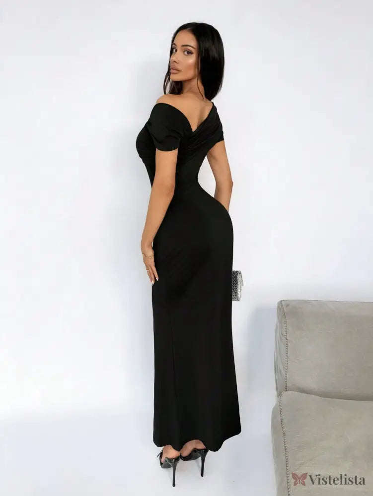 Vestido Longo Ombro A Ombro Justo Elegante Sofisticado Vestido Longo Ombro A Ombro Justo Elegante Sofisticado
