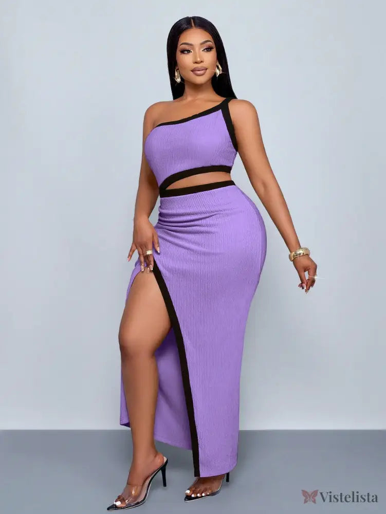 Vestido Longo Um Ombro Só Com Recorte Na Cintura E Fenda Vestido Longo Um Ombro Só Com Recorte Na Cintura E Fenda