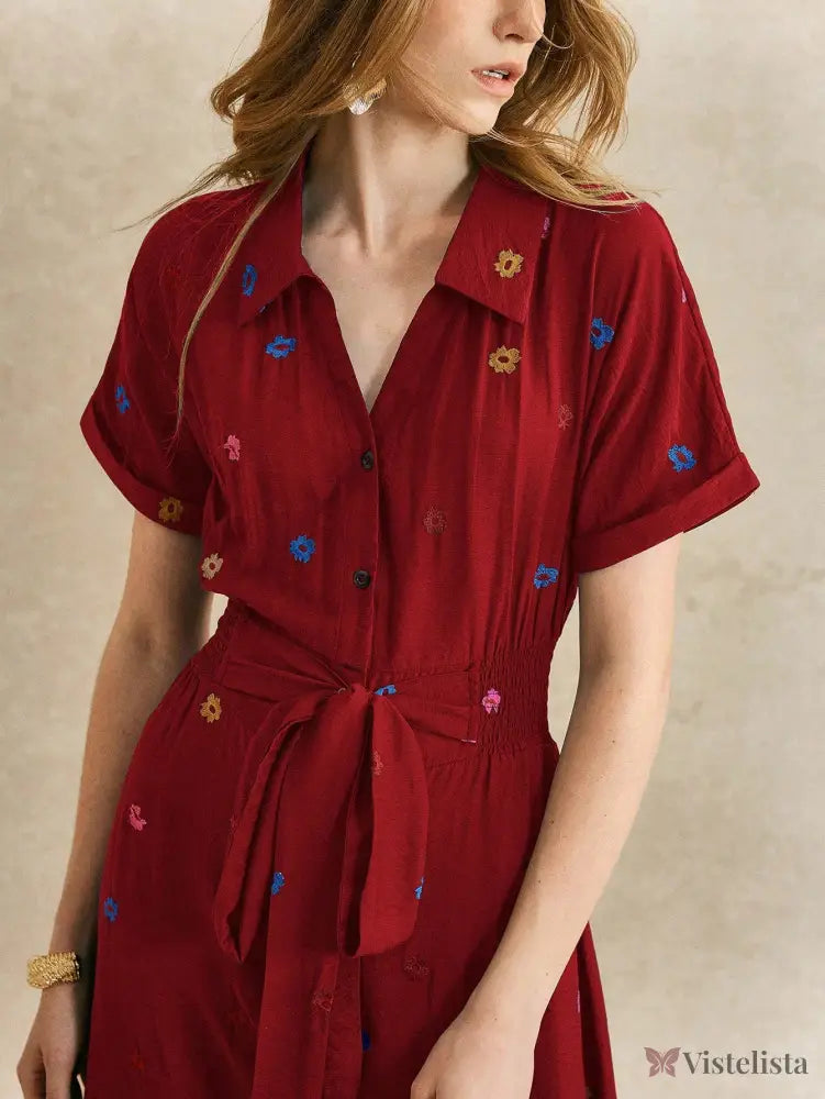 Vestido Midi Camisa Feminino Elegante Com Botões Vestido Midi Camisa Feminino Elegante Com Botões