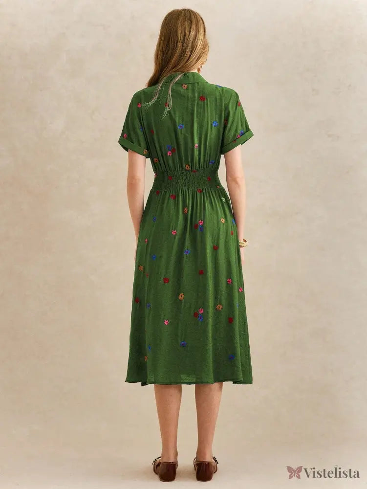 Vestido Midi Camisa Feminino Elegante Com Botões Vestido Midi Camisa Feminino Elegante Com Botões
