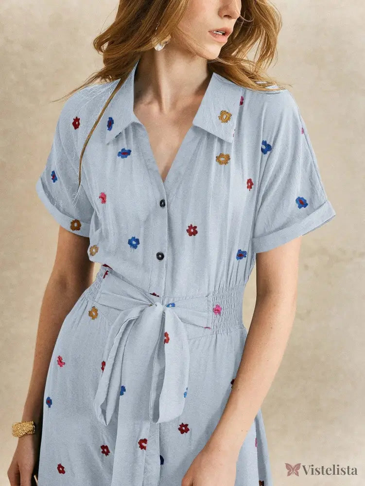 Vestido Midi Camisa Feminino Elegante Com Botões Vestido Midi Camisa Feminino Elegante Com Botões