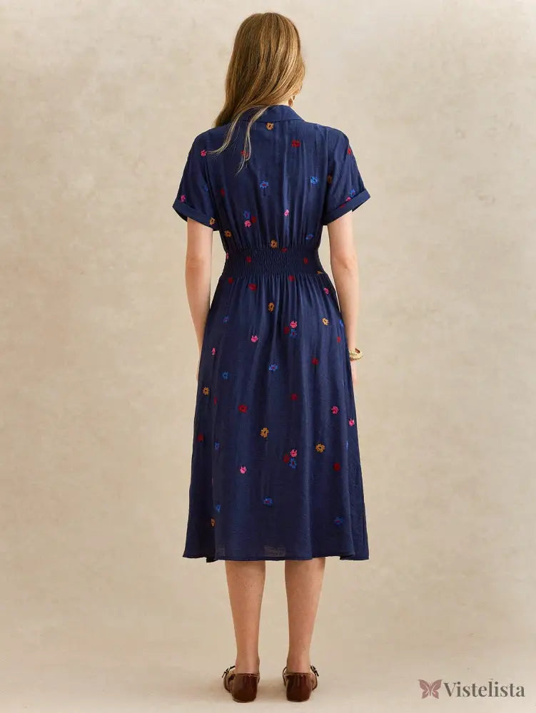 Vestido Midi Camisa Feminino Elegante Com Botões Vestido Midi Camisa Feminino Elegante Com Botões