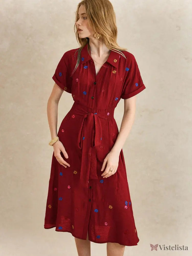 Vestido Midi Camisa Feminino Elegante Com Botões Vestido Midi Camisa Feminino Elegante Com Botões