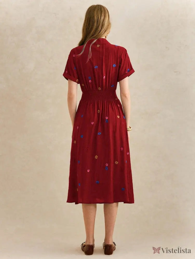 Vestido Midi Camisa Feminino Elegante Com Botões Vestido Midi Camisa Feminino Elegante Com Botões