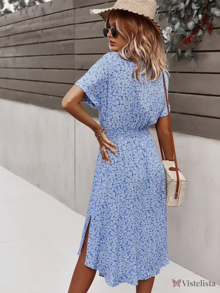 Vestido Midi Chemise Estampado Com Amarração Na Cintura Vestido Midi Chemise Estampado Com Amarração Na Cintura