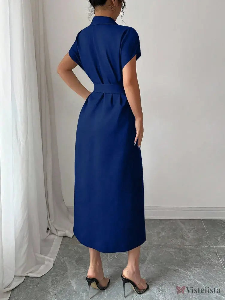 Vestido Midi Chemise Estilo Social Sofisticado Vestido Midi Chemise Estilo Social Sofisticado