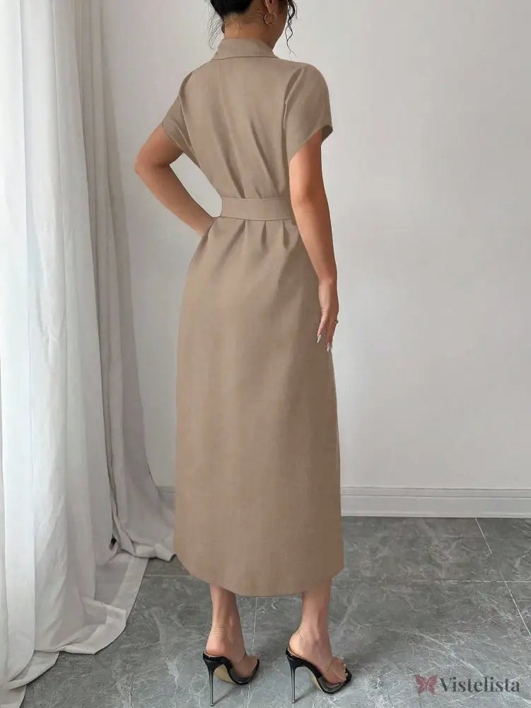 Vestido Midi Chemise Estilo Social Sofisticado Vestido Midi Chemise Estilo Social Sofisticado