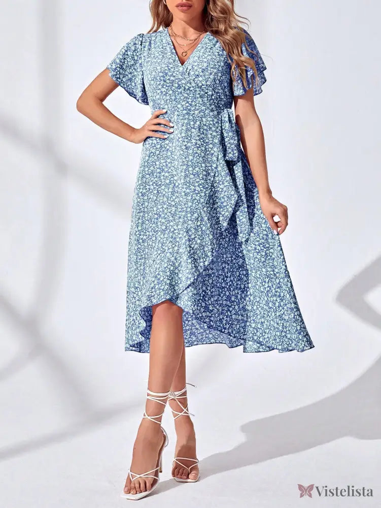 Vestido Midi Envelope Elegante Cintura Ajustada Vestido Midi Envelope Elegante Cintura Ajustada