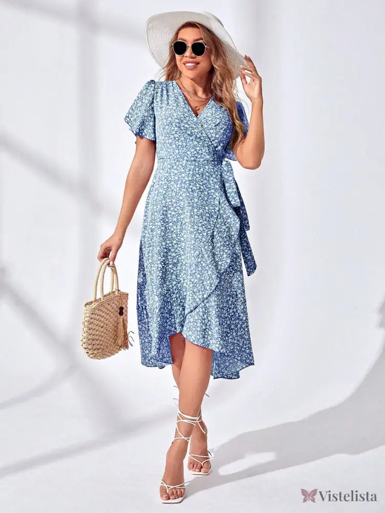 Vestido Midi Envelope Elegante Cintura Ajustada Vestido Midi Envelope Elegante Cintura Ajustada