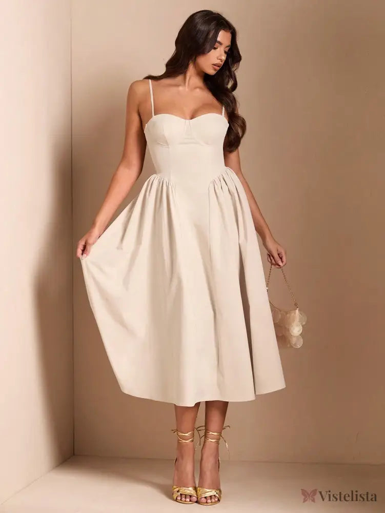 Vestido Midi Tomara Que Caia Com Saia Evasê Vestido Midi Tomara Que Caia Com Saia Evasê