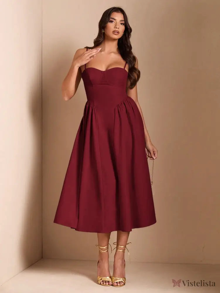 Vestido Midi Tomara Que Caia Com Saia Evasê Vestido Midi Tomara Que Caia Com Saia Evasê