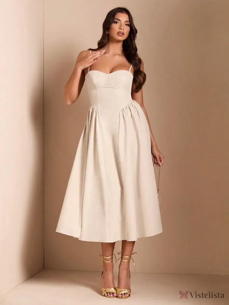 Vestido Midi Tomara Que Caia Com Saia Evasê Vestido Midi Tomara Que Caia Com Saia Evasê