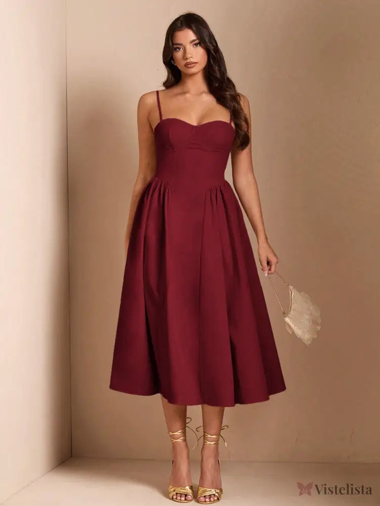 Vestido Midi Tomara Que Caia Com Saia Evasê Vestido Midi Tomara Que Caia Com Saia Evasê