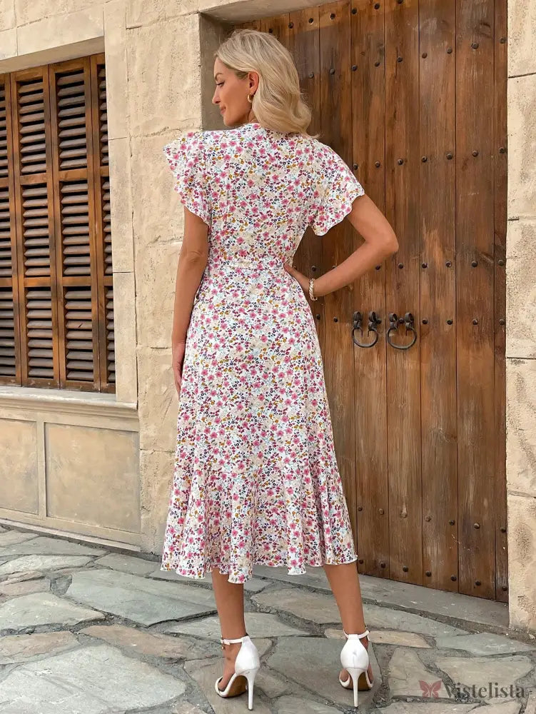 Vestido Midi Transpassado Feminino Decote V Fluido Vestido Midi Transpassado Feminino Decote V Fluido