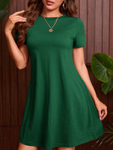 Vestido Curto Vermelho Básico Com Manga Curta