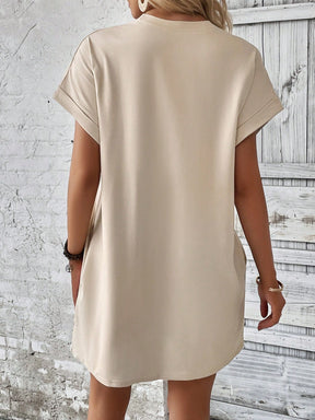 Vestido Curto Básico Verde Com Bolsos Laterais