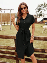 Vestido Midi Chemise Com Botões E Cinto Ajustável