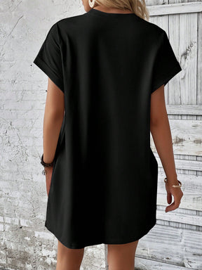 Vestido Curto Básico Verde Com Bolsos Laterais