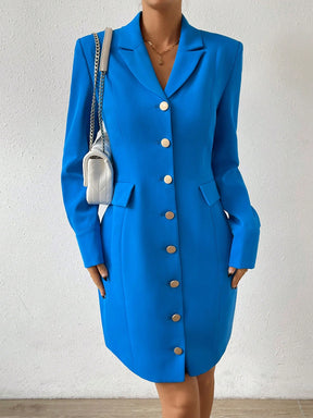 Vestido Blazer Curto Alfaiataria Com Botões Frontais