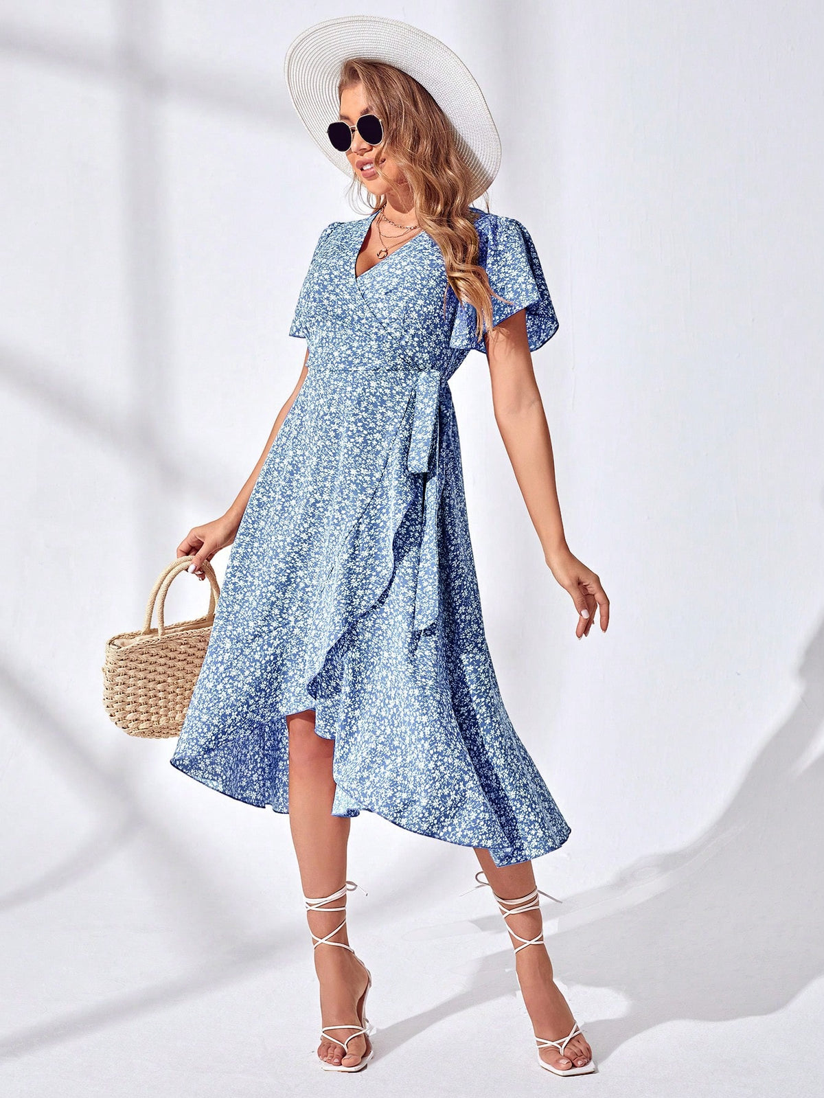 Vestido Midi Envelope Elegante Cintura Ajustada