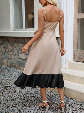 Vestido Midi Envelope Estilo Moderno Com Babados
